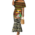 Uganda Christmas Mermaid Dress Santa in Canoe Christmas Tree Uganda Map Flag - African Pride