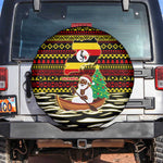 Uganda Christmas Spare Tire Cover Santa in Canoe Christmas Tree Uganda Map Flag - African Pride