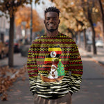 Uganda Christmas Sweatshirt Santa in Canoe Christmas Tree Uganda Map Flag - African Pride