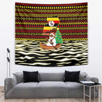 Uganda Christmas Tapestry Santa in Canoe Christmas Tree Uganda Map Flag - African Pride