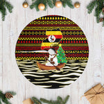Uganda Christmas Tree Skirt Santa in Canoe Christmas Tree Uganda Map Flag - African Pride