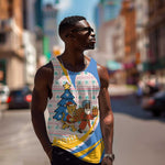 Somalia Christmas Men Tank Top Santa Cheetah Christmas Tree Village Scene and Festive Snowflake - African Pride