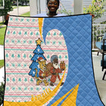 Somalia Christmas Quilt Santa Cheetah Christmas Tree Village Scene and Festive Snowflake - African Pride