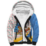Somalia Christmas Sherpa Hoodie Santa Cheetah Christmas Tree Village Scene and Festive Snowflake - African Pride