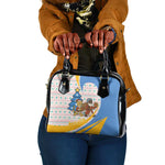 Somalia Christmas Shoulder Handbag Santa Cheetah Christmas Tree Village Scene and Festive Snowflake - African Pride