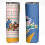 Somalia Christmas Skinny Tumbler Santa Cheetah Christmas Tree Village Scene and Festive Snowflake - African Pride