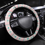 Somalia Christmas Steering Wheel Cover Santa Cheetah Christmas Tree Village Scene and Festive Snowflake - African Pride
