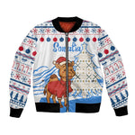 Somalia Christmas Bomber Jacket Santa on Camel Christmas Tree Ornaments Candy Canes and Snowflake - African Pride