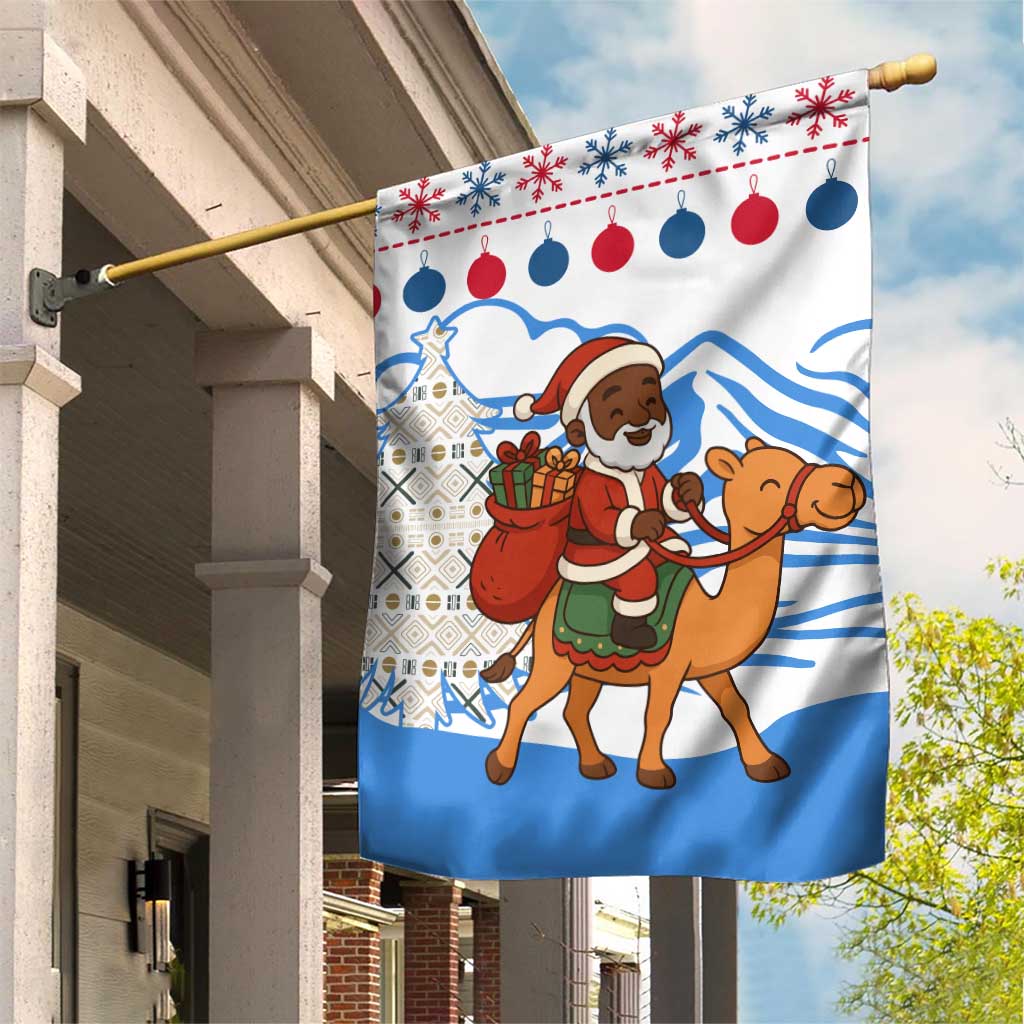 Somalia Christmas Garden Flag Santa on Camel Christmas Tree Ornaments Candy Canes and Snowflake - African Pride