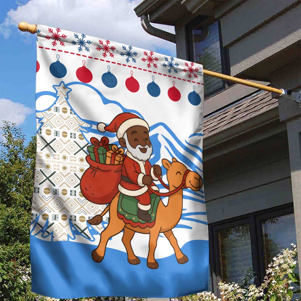 Somalia Christmas Garden Flag Santa on Camel Christmas Tree Ornaments Candy Canes and Snowflake - African Pride