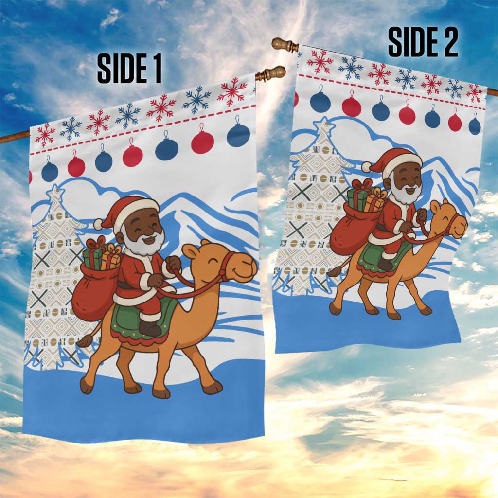 Somalia Christmas Garden Flag Santa on Camel Christmas Tree Ornaments Candy Canes and Snowflake - African Pride
