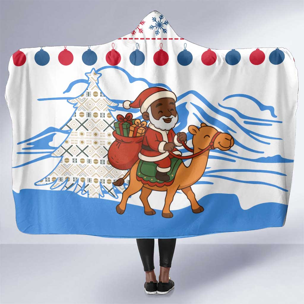 Somalia Christmas Hooded Blanket Santa on Camel Christmas Tree Ornaments Candy Canes and Snowflake - African Pride