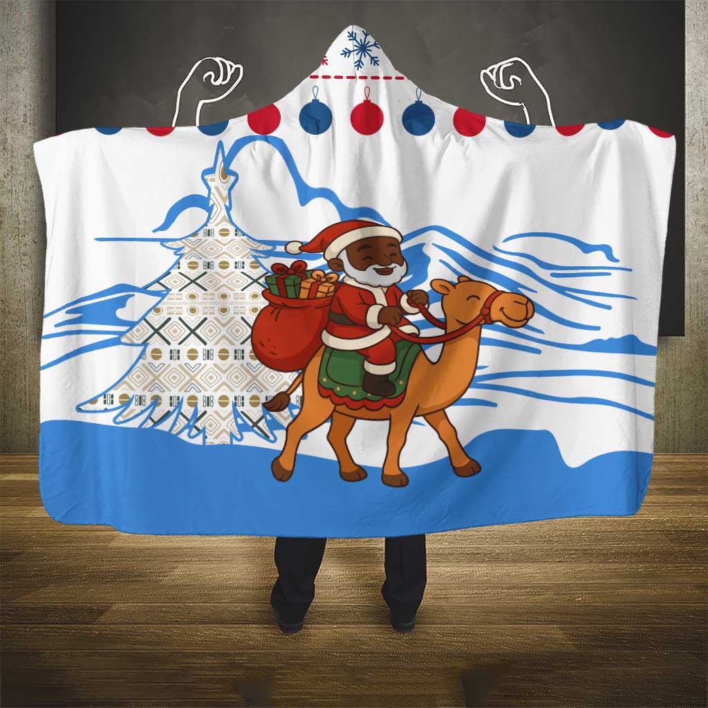 Somalia Christmas Hooded Blanket Santa on Camel Christmas Tree Ornaments Candy Canes and Snowflake - African Pride