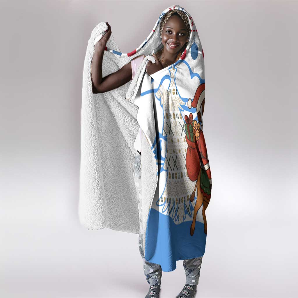 Somalia Christmas Hooded Blanket Santa on Camel Christmas Tree Ornaments Candy Canes and Snowflake - African Pride