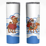 Somalia Christmas Skinny Tumbler Santa on Camel Christmas Tree Ornaments Candy Canes and Snowflake - African Pride