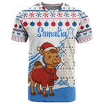 Somalia Christmas T shirt Santa on Camel Christmas Tree Ornaments Candy Canes and Snowflake - African Pride