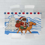 Somalia Christmas Tablecloth Santa on Camel Christmas Tree Ornaments Candy Canes and Snowflake - African Pride