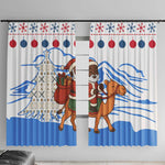Somalia Christmas Window Curtain Santa on Camel Christmas Tree Ornaments Candy Canes and Snowflake - African Pride