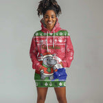 Gambia Christmas Hoodie Dress Santa Hippo National Coat of Arms Snowflakes and Festive Holiday - African Pride