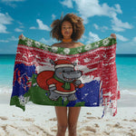 Gambia Christmas Sarong Santa Hippo National Coat of Arms Snowflakes and Festive Holiday - African Pride