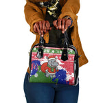 Gambia Christmas Shoulder Handbag Santa Hippo National Coat of Arms Snowflakes and Festive Holiday - African Pride