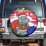 Gambia Christmas Spare Tire Cover Santa Hippo National Coat of Arms Snowflakes and Festive Holiday - African Pride