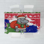 Gambia Christmas Tablecloth Santa Hippo National Coat of Arms Snowflakes and Festive Holiday - African Pride