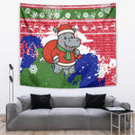 Gambia Christmas Tapestry Santa Hippo National Coat of Arms Snowflakes and Festive Holiday - African Pride