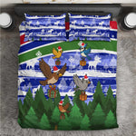 Gambia Christmas Bedding Set Santa Birds Gift Boxes Forest Scene and Snowflake - African Pride