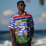Gambia Christmas Hawaiian Shirt Santa Birds Gift Boxes Forest Scene and Snowflake - African Pride