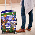 Gambia Christmas Luggage Cover Santa Birds Gift Boxes Forest Scene and Snowflake - African Pride