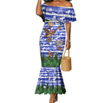 Gambia Christmas Mermaid Dress Santa Birds Gift Boxes Forest Scene and Snowflake - African Pride