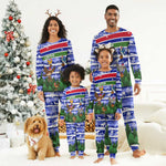 Gambia Christmas Pajama Set Santa Birds Gift Boxes Forest Scene and Snowflake - African Pride