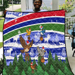Gambia Christmas Quilt Santa Birds Gift Boxes Forest Scene and Snowflake - African Pride