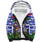 Gambia Christmas Sherpa Hoodie Santa Birds Gift Boxes Forest Scene and Snowflake - African Pride