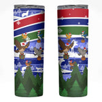 Gambia Christmas Skinny Tumbler Santa Birds Gift Boxes Forest Scene and Snowflake - African Pride