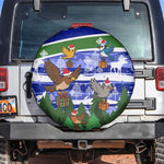 Gambia Christmas Spare Tire Cover Santa Birds Gift Boxes Forest Scene and Snowflake - African Pride