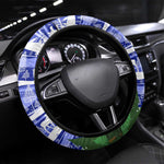 Gambia Christmas Steering Wheel Cover Santa Birds Gift Boxes Forest Scene and Snowflake - African Pride