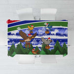 Gambia Christmas Tablecloth Santa Birds Gift Boxes Forest Scene and Snowflake - African Pride