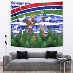 Gambia Christmas Tapestry Santa Birds Gift Boxes Forest Scene and Snowflake - African Pride