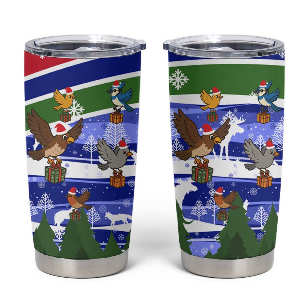 Gambia Christmas Tumbler Cup Santa Birds Gift Boxes Forest Scene and Snowflake - African Pride