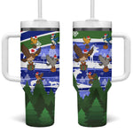 Gambia Christmas Tumbler With Handle Santa Birds Gift Boxes Forest Scene and Snowflake - African Pride