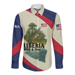 Liberia Wildlife Long Sleeve Button Shirt African Safari and Ocean Marine Life - African Pride
