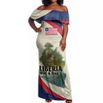 Liberia Wildlife Off Shoulder Maxi Dress African Safari and Ocean Marine Life - African Pride