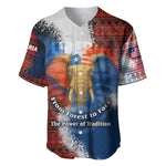 Liberia Elephant Power of Tradition Baseball Jersey Tribal Red Blue Splash - African Pride