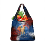 Liberia Elephant Power of Tradition Grocery Bag Tribal Red Blue Splash - African Pride