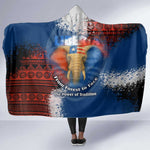 Liberia Elephant Power of Tradition Hooded Blanket Tribal Red Blue Splash - African Pride
