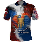 Liberia Elephant Power of Tradition Polo Shirt Tribal Red Blue Splash - African Pride