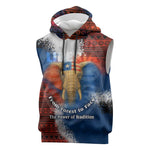 Liberia Elephant Power of Tradition Sleeveless Hoodie Tribal Red Blue Splash - African Pride