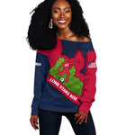 Liberia Lone Stars Rise Football Off Shoulder Sweater Map Graphic and National Flag - African Pride